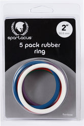 Rainbow 5 Pack Rubber Cock Rings 2 Inch for Extended Pleasure Multi COCK RING Set